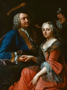 Porträt von Johann Christoph Gottsched 1700-1766 mit seiner Frau Luise, um 1750 von Unbekannt