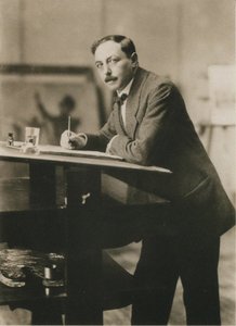 Porträt von Thomas Theodor Heine in seinem Atelier, ca. 1913 von Unbekannt