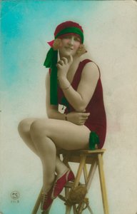 Postkarte eines Schwimmers, um 1920er Jahre