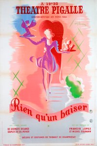Plakat für Just a Kiss, am Théâtre Pigalle, Paris, 20. Jahrhundert