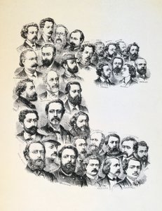 Plakat mit Porträts der Kommunarden, Pariser Kommune, 1871 von Unbekannt