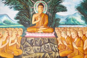 Preah Prom Rath Kloster: Leben Buddhas: Unterweisung der Versammlung der Arahants, Siem Reap, Kambodscha von Unbekannt