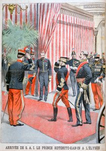 Prinz Kotohito Kan bei der Ankunft im Élysée-Palast, Paris, 1900