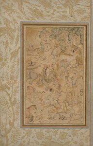 Prinzen jagen in einer felsigen Landschaft, ca. 1580-85, Ränder hinzugefügt ca. 1700er Jahre von Unbekannt
