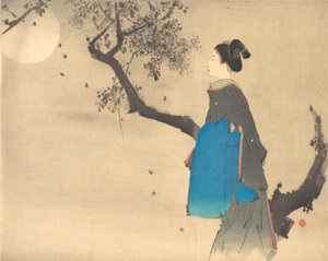 Profilansicht einer Frau, die im Mondlicht spazieren geht, ca. 1908 von Unbekannt