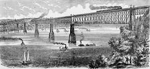 Vorgeschlagene Brücke über den Hudson bei Poughkeepsie, 1883