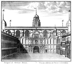 Aussicht auf die Guildhall, City of London, 1886