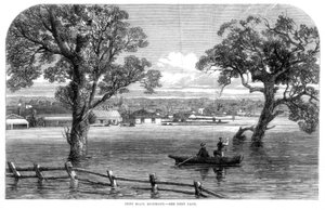 Punt Road, Richmond - Überschwemmungen in Melbourne, Australien, 1864