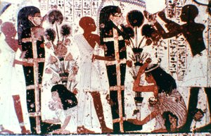 Reinigung der Mumien, Detail aus einer Tempelwandmalerei, Theben, Ägypten von Unbekannt