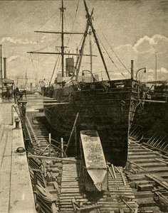 Das Einladen des Obelisken in den Frachtraum des Dampfers, 1881 von Unbekannt