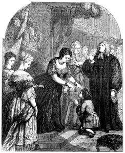 Königin Anne 1665-1714 berührt den jungen Samuel Johnson wegen des Übels von Unbekannt