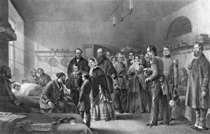 Königin Victoria 1819-1901 besucht verwundete Soldaten, 19. Jahrhundert von Unbekannt
