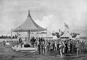 Königin Victoria feuert den ersten Schuss in Wimbledon ab, Juli 1860, um 1920 von Unbekannt