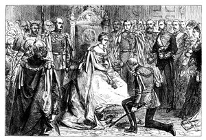Königin Victoria hält die erste Investitur des Ordens des Sterns von Indien, um 1861 von Unbekannt