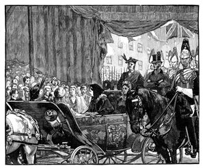 Königin Victoria eröffnet die Blackfriars-Brücke, London, 1869