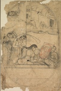 Radhas Haar wird frisiert, ca. 1790-1800