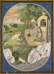 Rama, Sita und Lakshmana im Wald, Seite aus den Ramayana-Geschichten von Gott Rama, um 1830 von Unbekannt