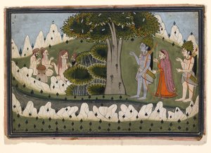 Rama, Sita und Laksmana in einer Landschaft mit Asketen, um 1830 von Unbekannt