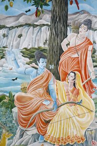 Rama, Sita und Laxman. Pashupatinah, Kathmandu, Nepal von Unbekannt