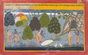 Rama und Lakshmana suchen vergeblich nach Sita: Illustrierte Folio..., ca. 1680-90 von Unbekannt