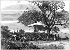 Lesen des Ultimatums am Ufer des Tugela, der Zulukrieg im Süden, 1879