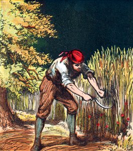 Schnitter beginnt mit der Sichel die Weizenernte, 1867
