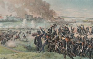 Wiederauftauchen Napoleons auf dem Feld vor Regensburg, 1809, 1896 von Unbekannt