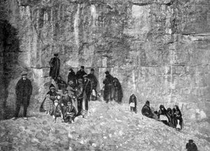 Flüchtlinge, Belleville-Höhen, während der Bombardierung von Verdun, Frankreich, Erster Weltkrieg, 1916 von Unbekannt