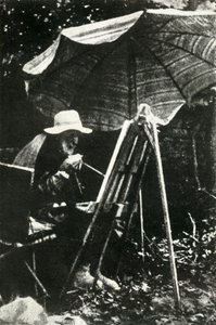 Renoir malt im Freien, um 1910er Jahre