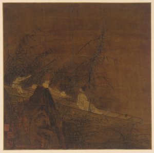 Flussszene: Ein Boot unter wilden Bambus, Ming-Dynastie, 1368-1644 von Unbekannt