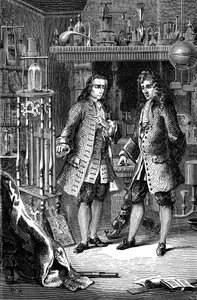 Robert Boyle, anglo-irischer Chemiker und Physiker und Denis Papin, französischer Physiker, 1870 von Unbekannt