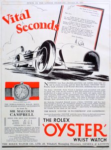 Rolex Oyster Armbanduhr Werbung, 1931