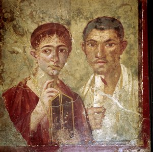 Römisches Porträtgemälde von Terentius Neo und seiner Frau, Pompeji, Italien