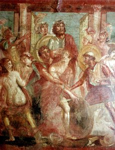 Römisches Wandgemälde von Achilles, der sich in Skyros versteckt, Haus der Dioskuren, Pompeji von Unbekannt