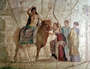 Römische Wandmalerei von der Entführung der Europa, Haus des Jason, Pompeji, Italien von Unbekannt