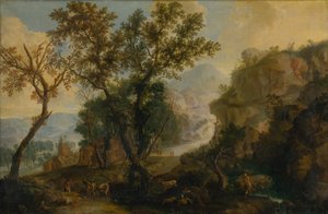 Romantische Landschaft mit Staffage