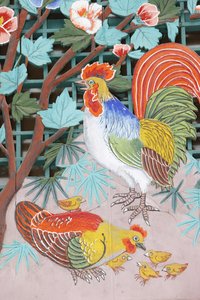 Hahn, Henne und Küken, Seoul, Südkorea