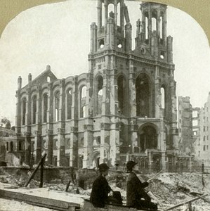 Ruinen der jüdischen Synagoge in der Sutter St., überstanden die großen Erdbeben von 1865 und 1868, 1906 von Unbekannt