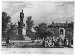 Russell Square und die Statue des Herzogs von Bedford, London, 19. Jahrhundert 1907 von Unbekannt