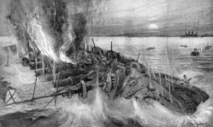 Russischer Kreuzer sinkt in der Schlacht von Cehmulpo, Russisch-Japanischer Krieg, 1904-5 von Unbekannt