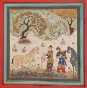 Rustam fängt Rakhsh, Folio aus einem Shahnama Buch der Könige von Unbekannt