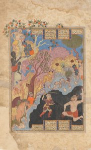 Rustam tötet den Weißen Div, Folio aus einem Shahnama Buch der Könige, 1560-80 von Unbekannt