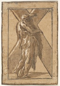 Heiliger Andreas im Profil mit einem großen Kreuz aus einer Serie von Zwölf Aposteln, ca. 1540-50