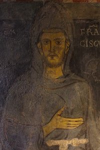 Heiliger Franz von Assisi (Detail seines ältesten Porträts), 13. Jahrhundert von Unbekannt