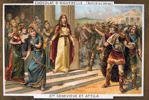 Heilige Genoveva und Attila, ca. 451 n. Chr., 19. Jahrhundert von Unbekannt