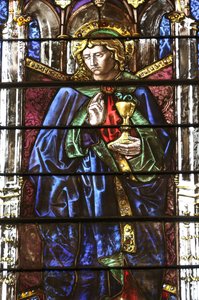 Kathedrale Saint Pierre. Glasfenster. Heiliger Johannes. Genf, Schweiz