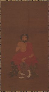 Sakyamuni auf drei dämonenartigen Kreaturen sitzend