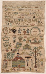 Stickmustertuch Fragment, 1817 von Unbekannt