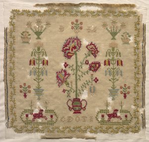 Stickmustertuch, frühe 1800er von Unbekannt