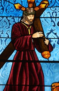 San Jeronimo Kirche. Buntglas. Jesus trägt sein Kreuz, Madrid, Spanien von Unbekannt